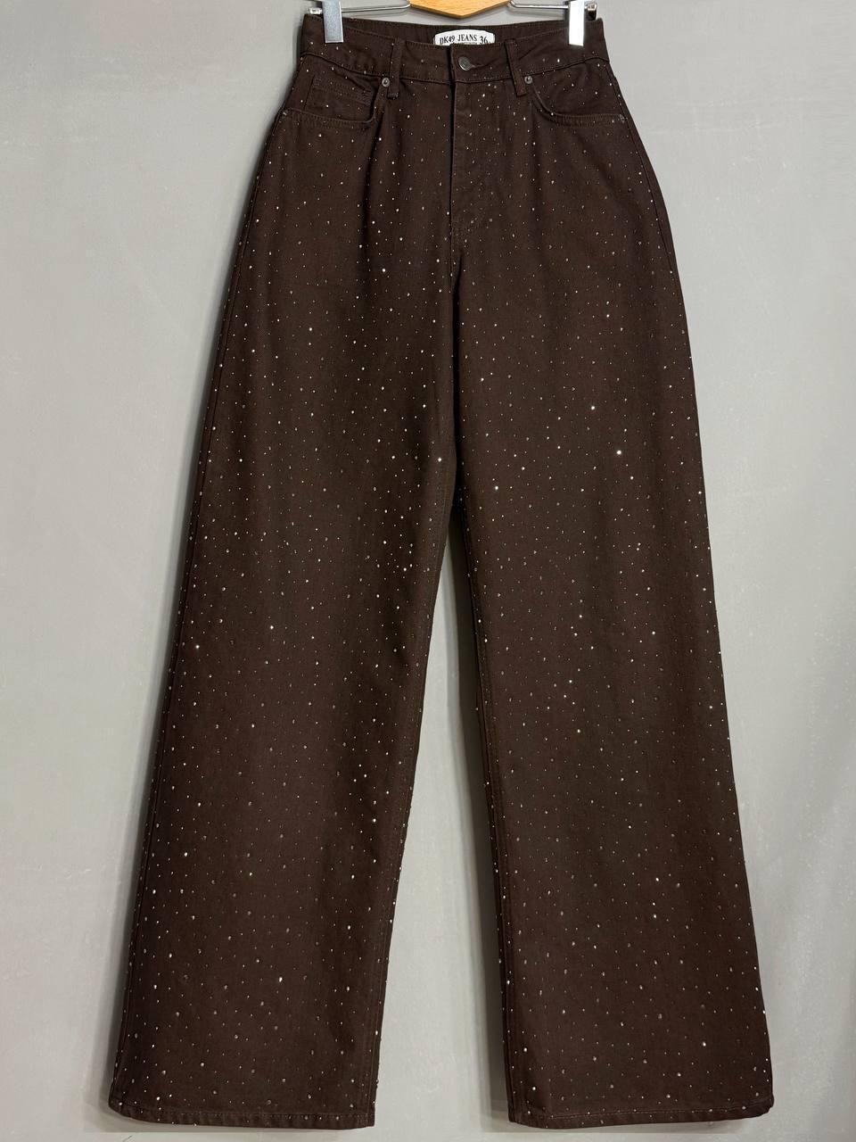 Джинсы женские Dk-49 1720 Palazzo Baggy с камушками широкие р. 40 Коричневый (5978) - фото 9