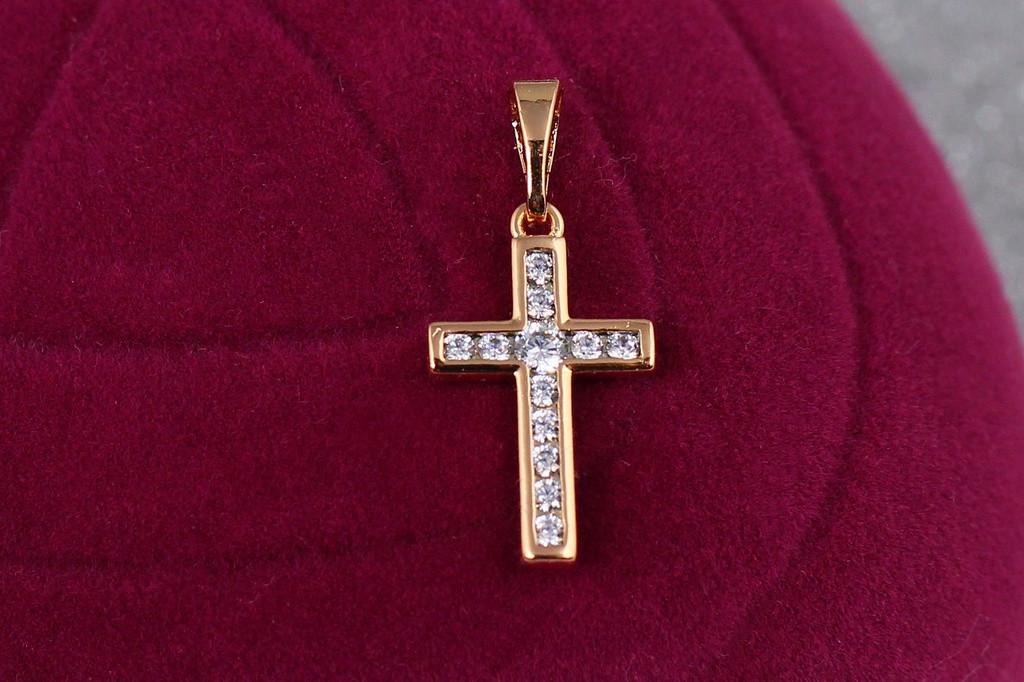 Крестик Xuping Jewelry Камни в окантовке с фианитами 1,7 см Золотистый