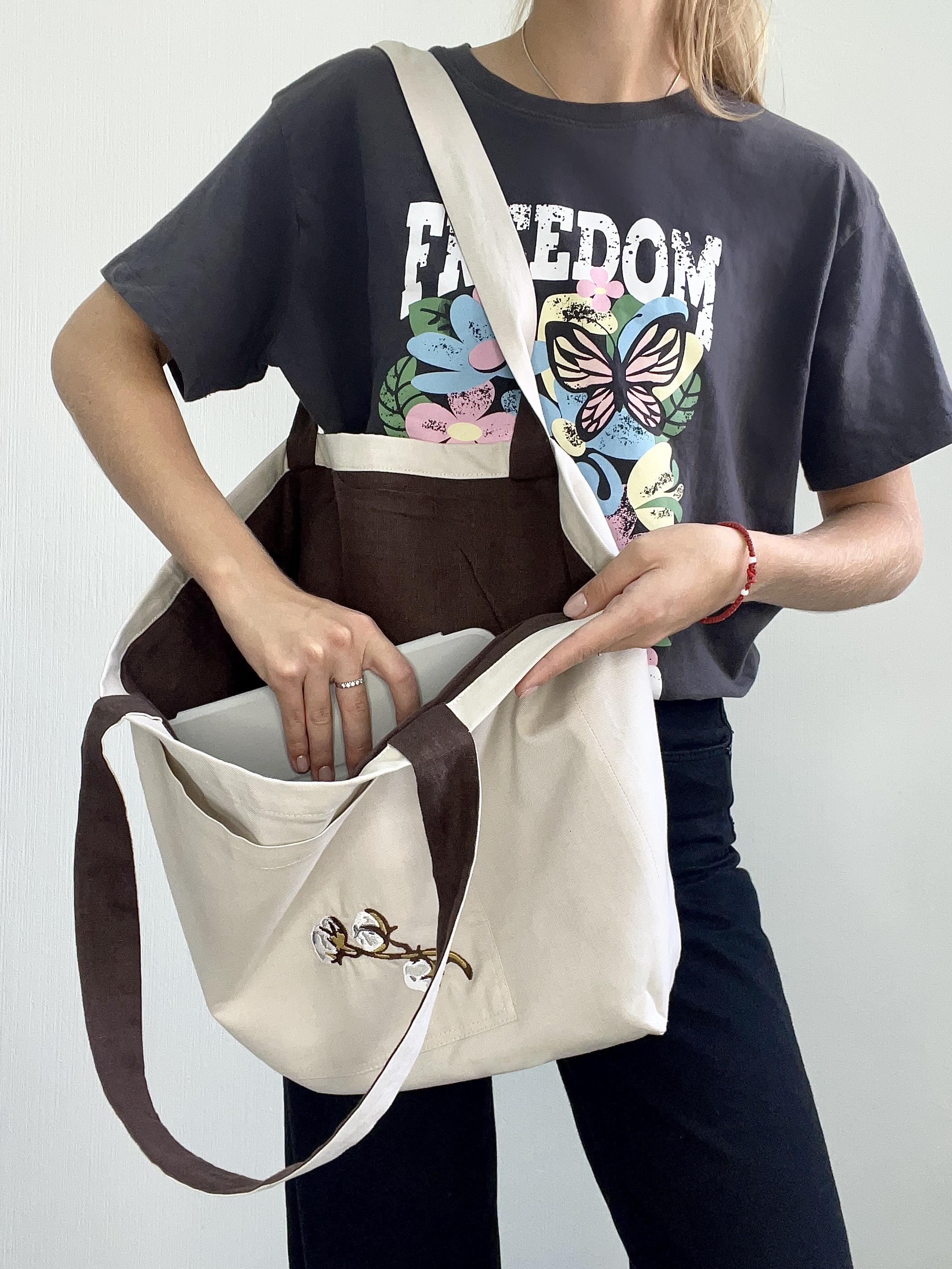 Велика сумка-шопер 59х45см з вишивкою "Бавовна" - фото 3 Велика сумка-шопер 59х45см з вишивкою "Бавовна" - фото 3