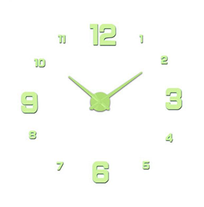 Часы настенные объемные DIY со светящимися большими и маленькими арабскими цифрами люминесцентный до 120 см (1477)