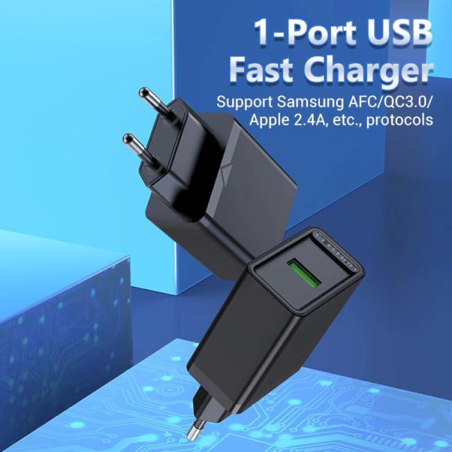 Зарядний пристрій Vention FABB0-EU USB-A 18W Чорний (20800005) - фото 4