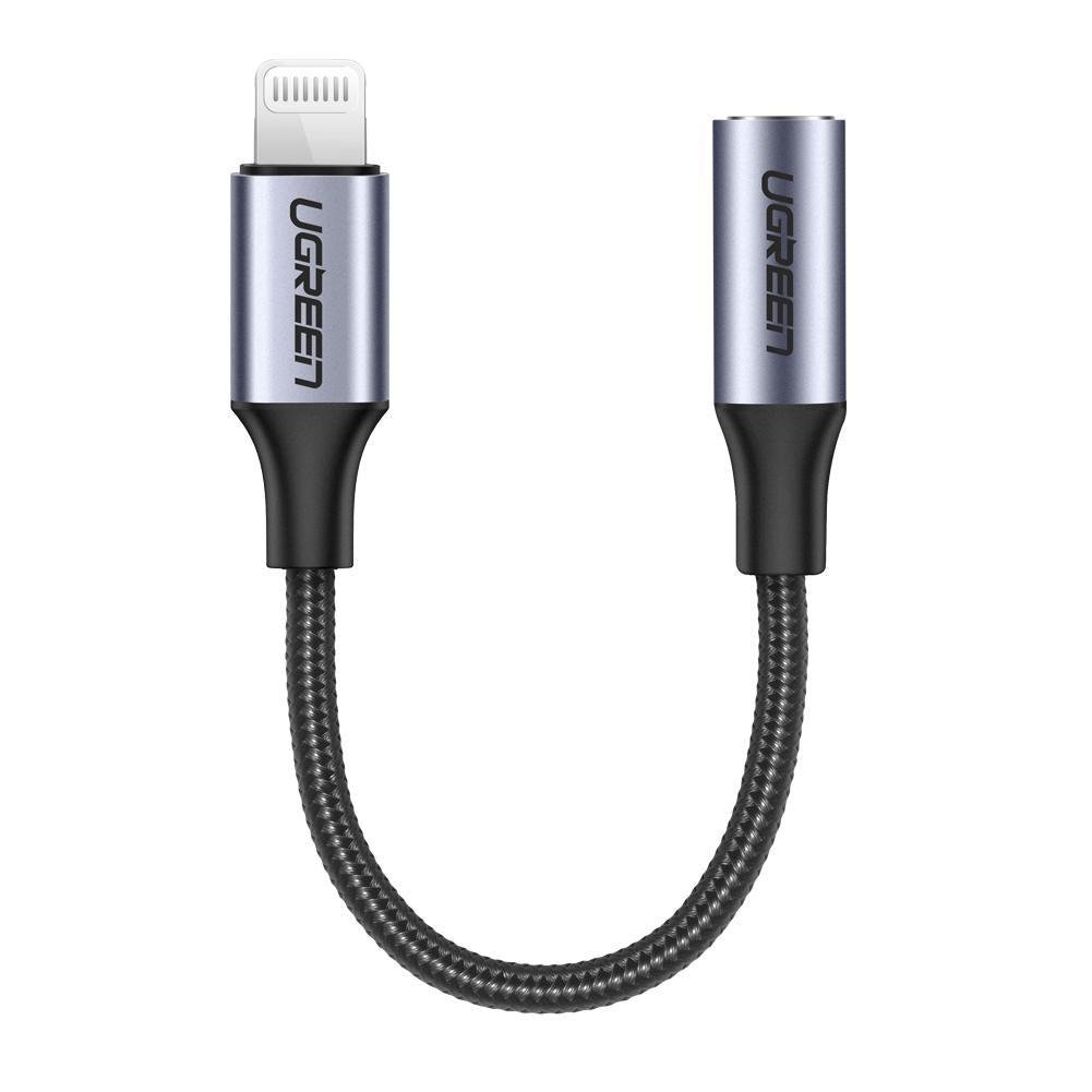 Переходник-адаптер для наушников UGREEN US211 Lightning to 3,5 мм Headphone Jack Adapter Model 10 см Grey (30756)