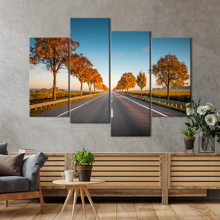 Картина природа Деревья вдоль автомобильной дороги 89x56 см (A1122-4)