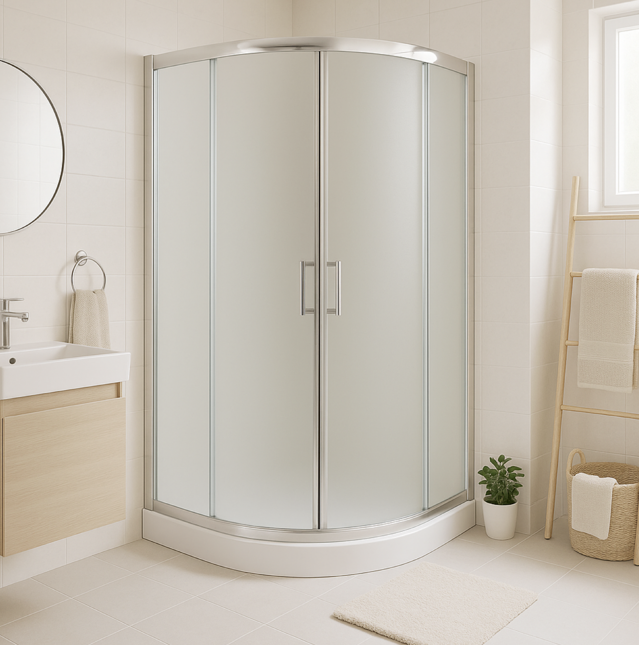 Душевая кабина KO&PO R-522 поддон 15 см матовое стекло 6 мм раздвижная дверь 90х90х195 см Хром (C15356)