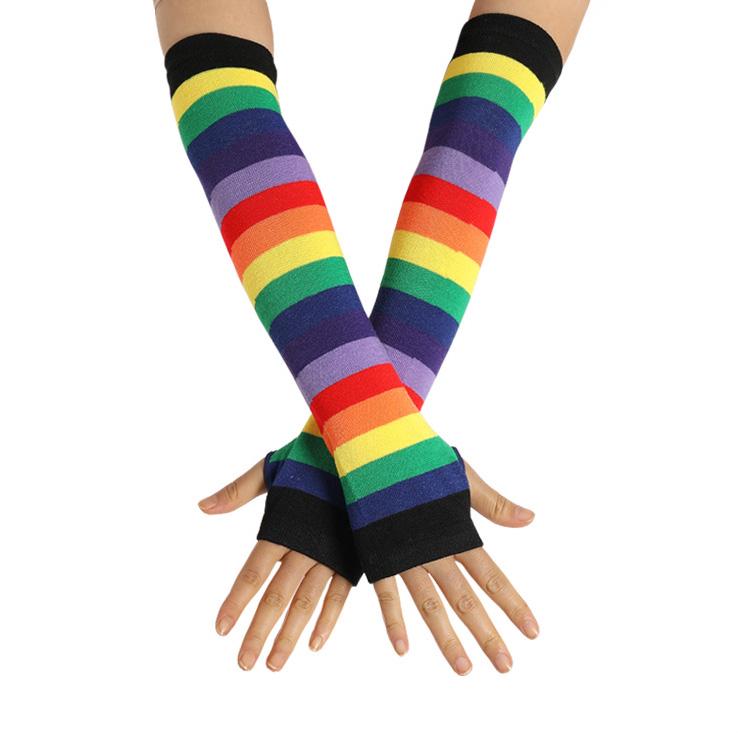 Митенки в полоску без пальцев One size Разноцветный (1543) - фото 2 Митенки в полоску без пальцев One size Разноцветный (1543) - фото 2