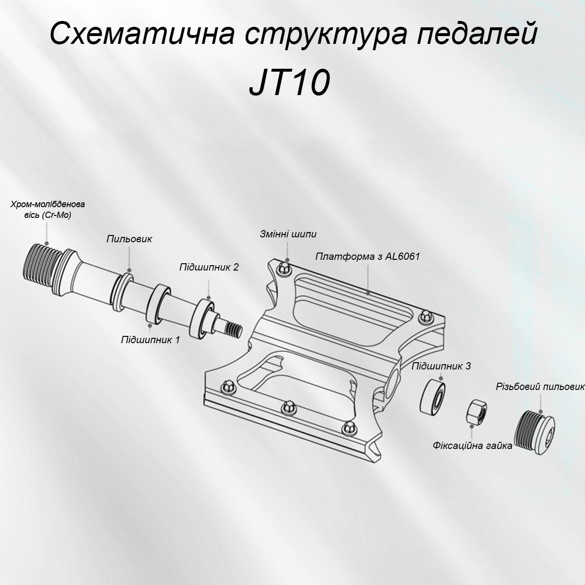 Педали велосипедные Exi JT10 алюминиевые на промышленных подшипниках Красный (EXI-JT10-4191) - фото 8