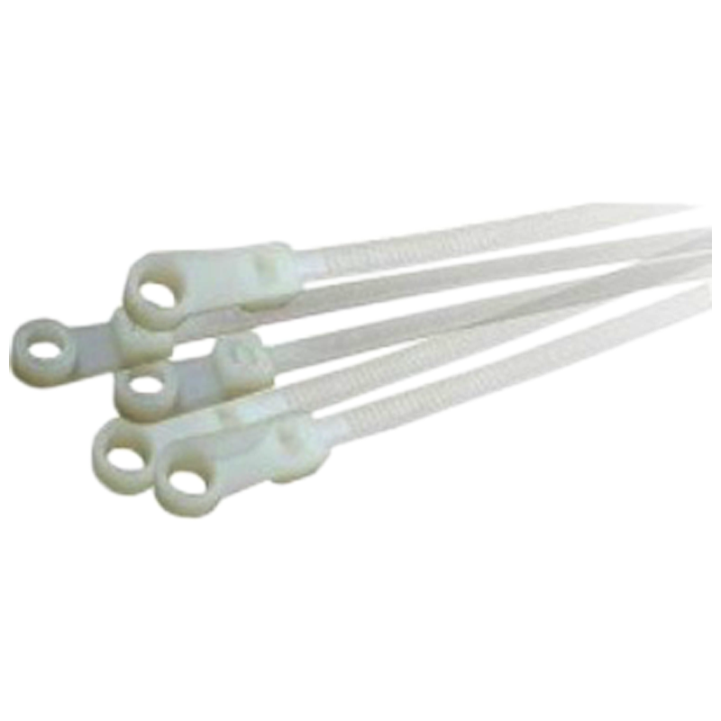 Кабельная стяжка-хомут CNC 4x200 мм с монтажным отверстием под винт нейлон 100 шт. Белый (000000777)