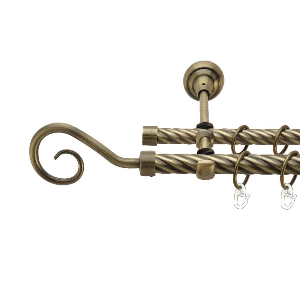 Карниз Orvit Гак металевий дворядний відкритий скручена труба кільце металеве 19/16 мм 240 см Антик (00-00017439)
