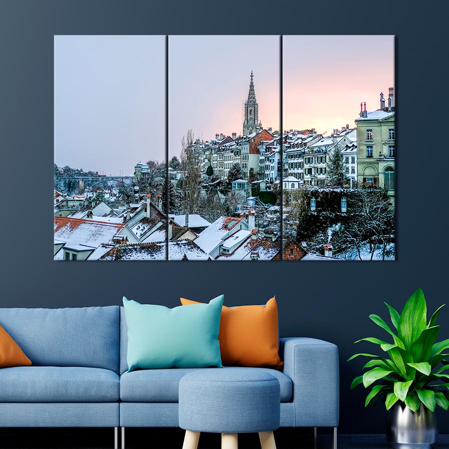 Картина город Старинная архитектура Берна 156x100 см (A598-3)