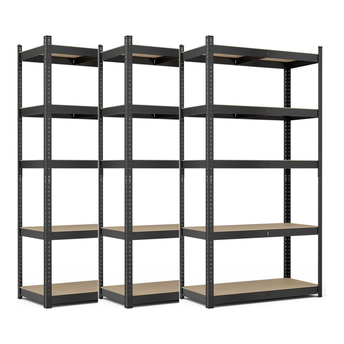 Комплект из 3 стеллажей металлических 1980x1000x500 мм черных StahlPro 5 полок МДФ