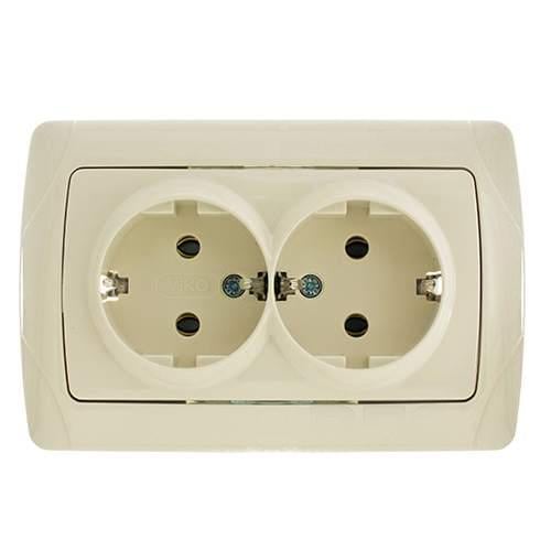Розетка Viko Carmen двойная с заземлением Кремовый (21013-е)