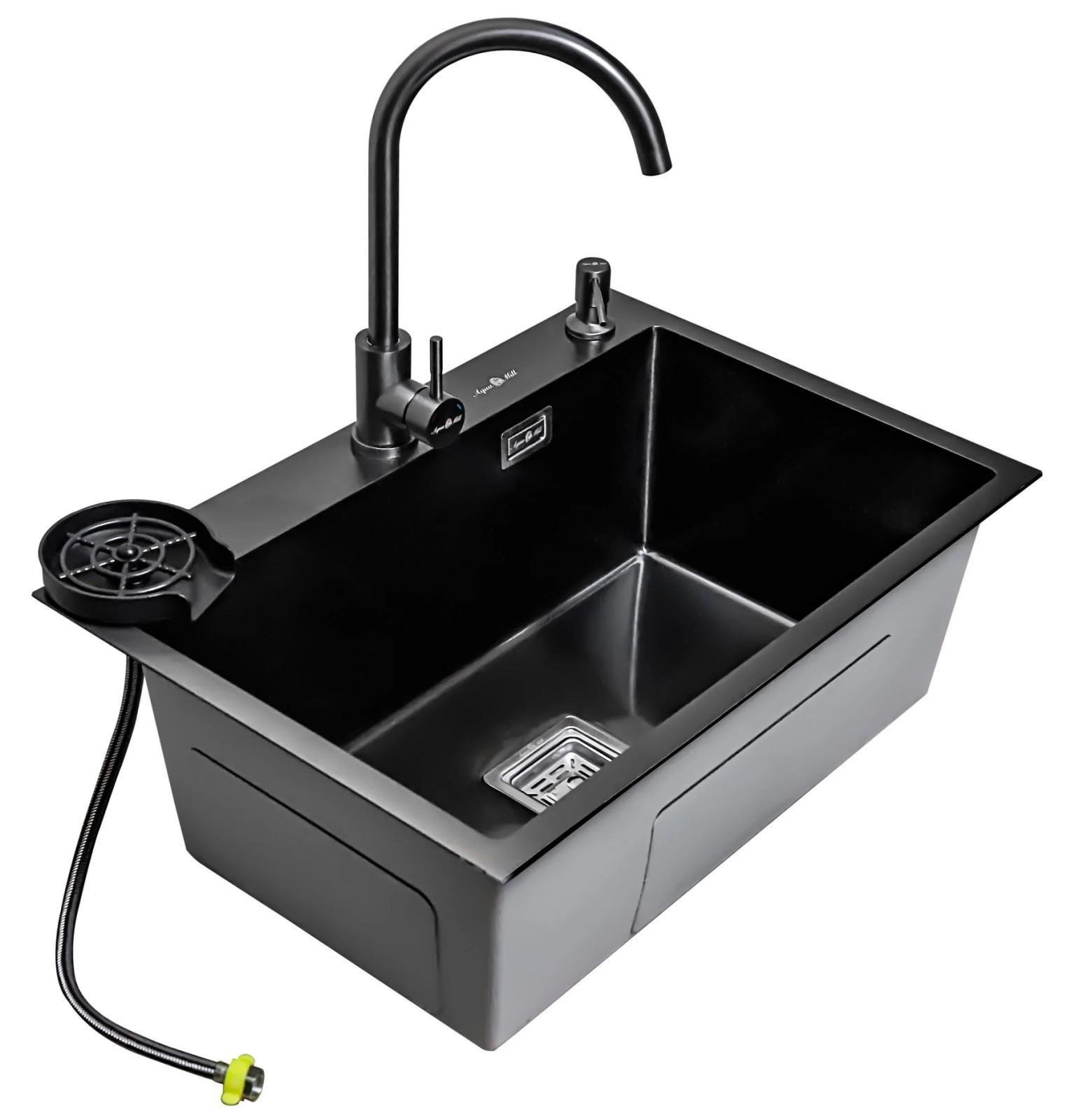 Мойка Platinum Handmade 6050 PVD/кран для кухни Kroner SCH035PVD и ополаскиватель для стаканов и чашек