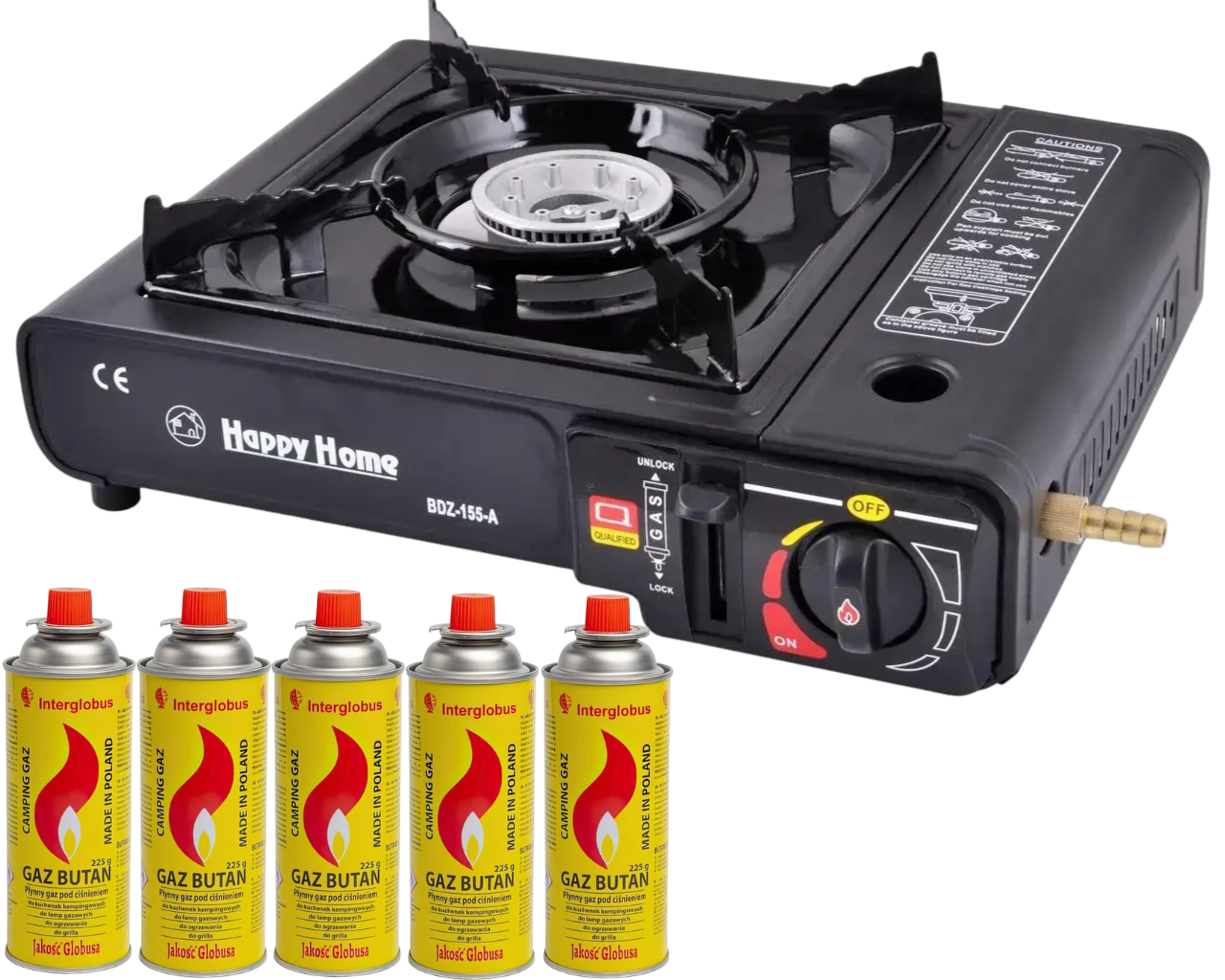 Плита газовая туристическая с пьезоподжигом Happy Home газовые баллоны 5 шт. 227г Плита газовая туристическая с пьезоподжигом Happy Home газовые баллоны 5 шт. 227г