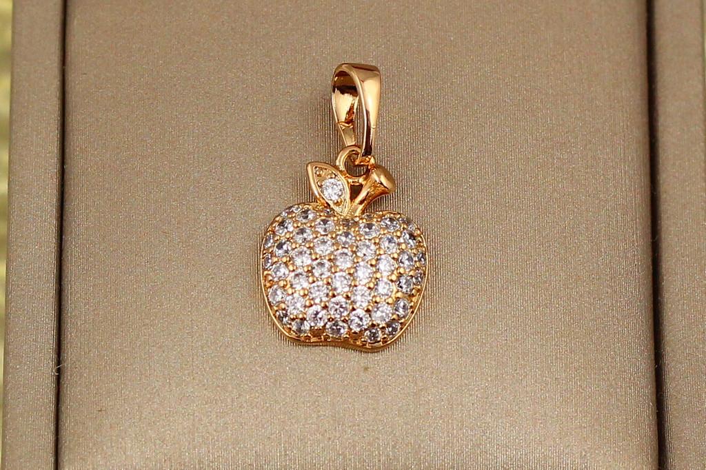 Кулон Xuping Jewelry Яблочко с листочком на хвостике 1,5 см Золотистый