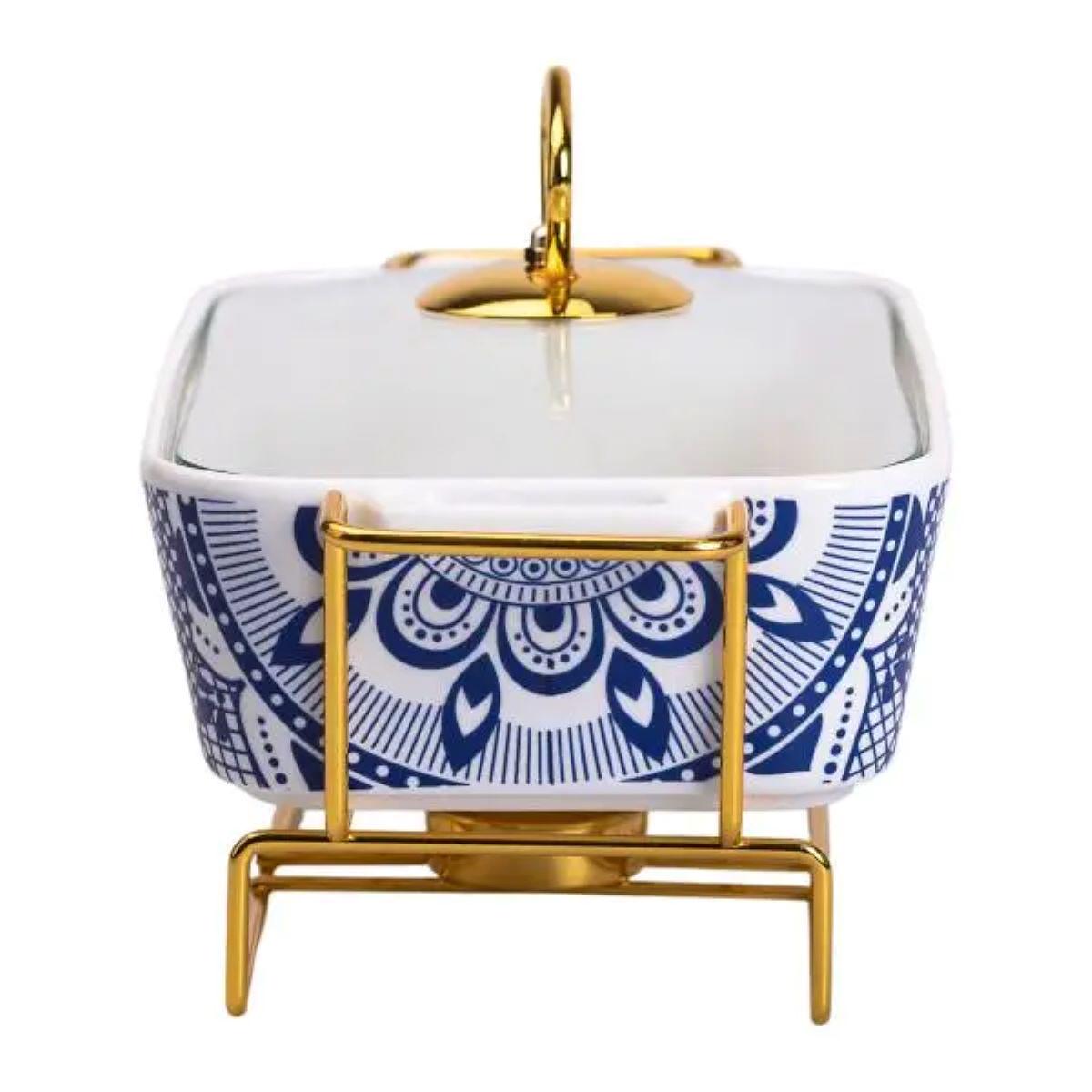 Мармит фарфоровый со стеклянной крышкой на металлической подставке 38х18,5х15,5 см 1 л - фото 4 Мармит фарфоровый со стеклянной крышкой на металлической подставке 38х18,5х15,5 см 1 л - фото 4