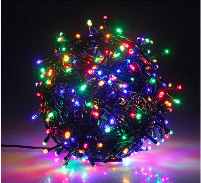 Гирлянда уличная бахрома 12 м 200 led светодиодов наружная черный провод Мультиколор (12MBML)