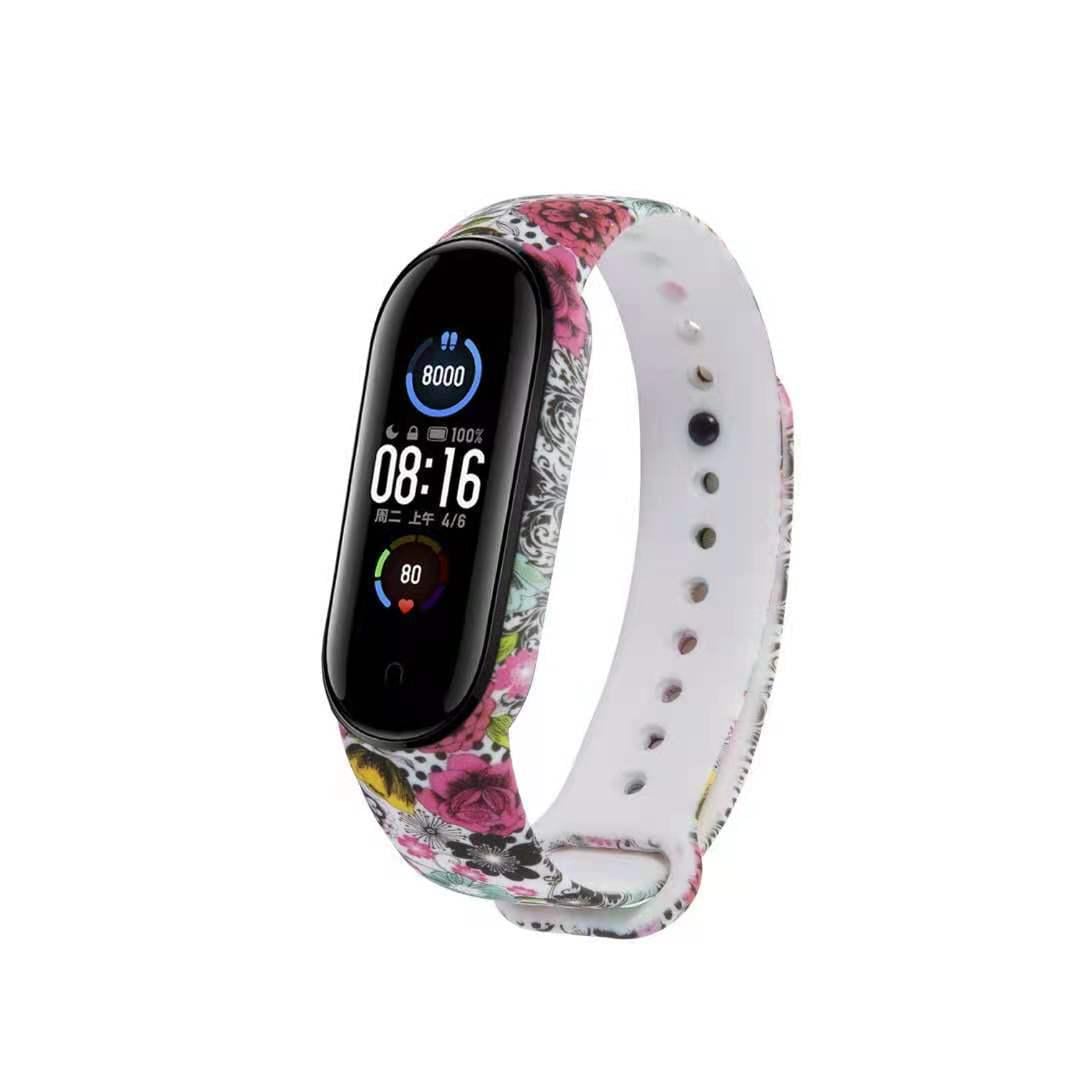 Ремешок MRK Gothic Flower для фитнес браслета Xiaomi Mi Band 6/5 силиконовый (24)