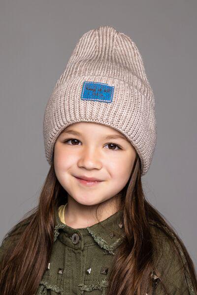 Шапка детская для девочек Роузи D870 флис 50-54 см Бежевый