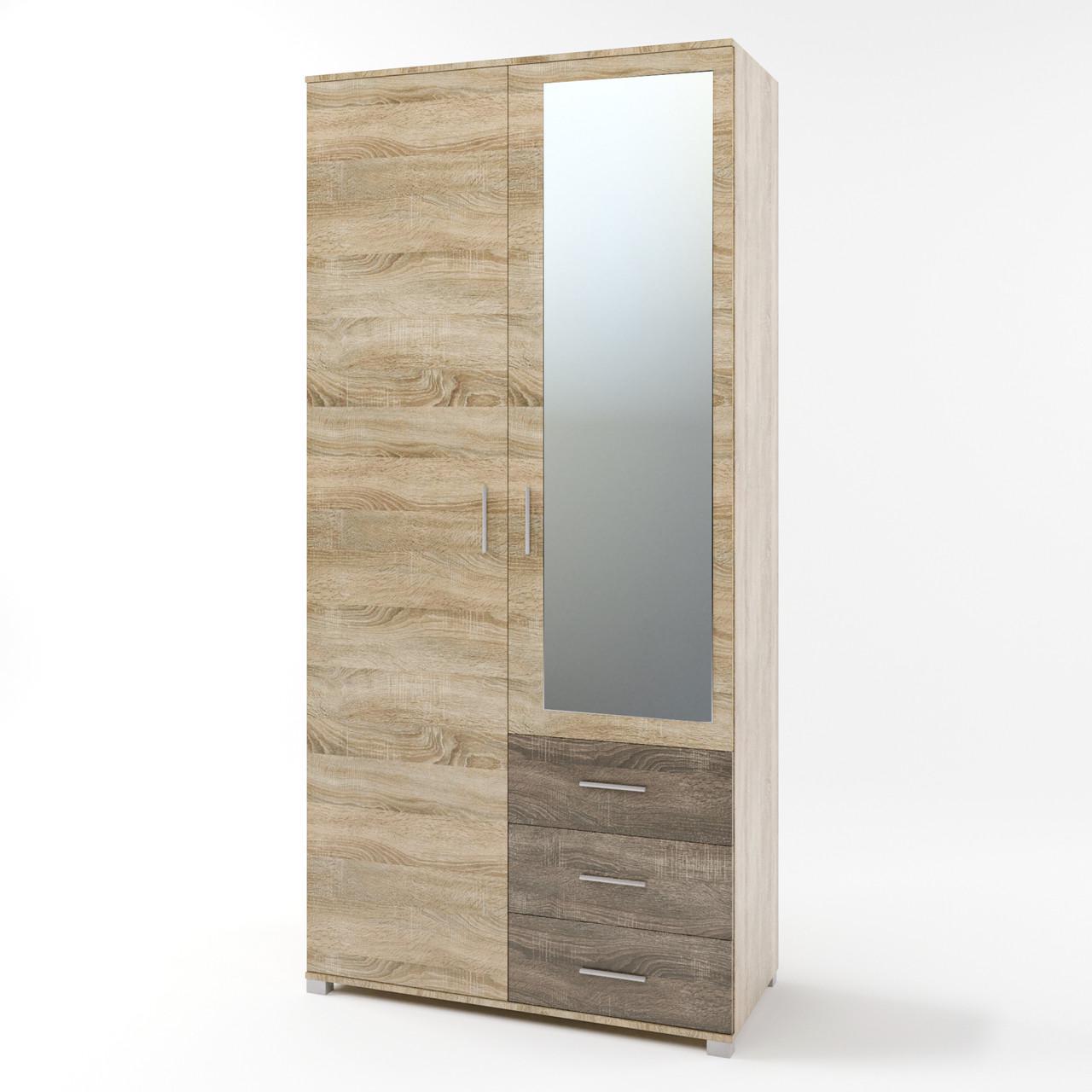Шкаф прямой с зеркалом и ящиками Еверест Бриз ШП-4 Сонома/Трюфель (DTM-2480)