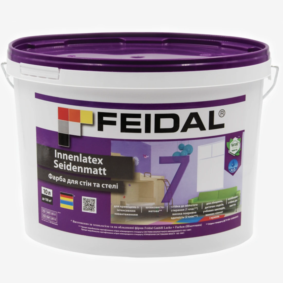 Фарба інтер’єрна Feidal Innenlatex Seidenmatt 7 10 л Білий (1886454838)