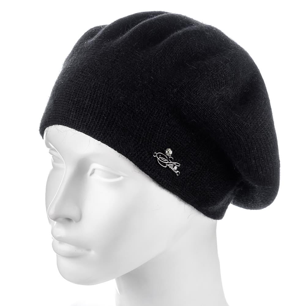 Берет женский Actrics WH774 из ангоры двойной на ножке L/57-58 Черный