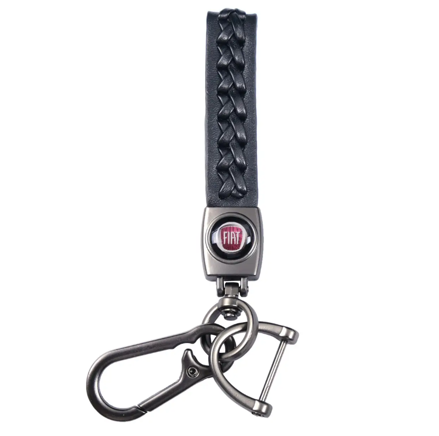 Брелок для ключів плетений з карабіном з логотипом Fiat Чорний (KG-11823)