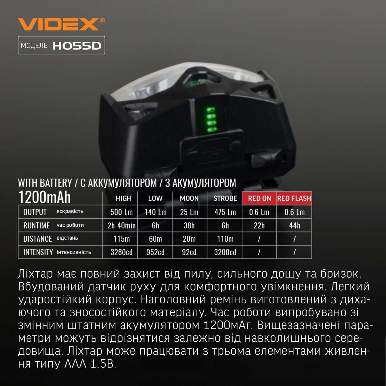 Ліхтарик світлодіодний налобний Videx VLF-H055D 500 Lm 5000 K - фото 13