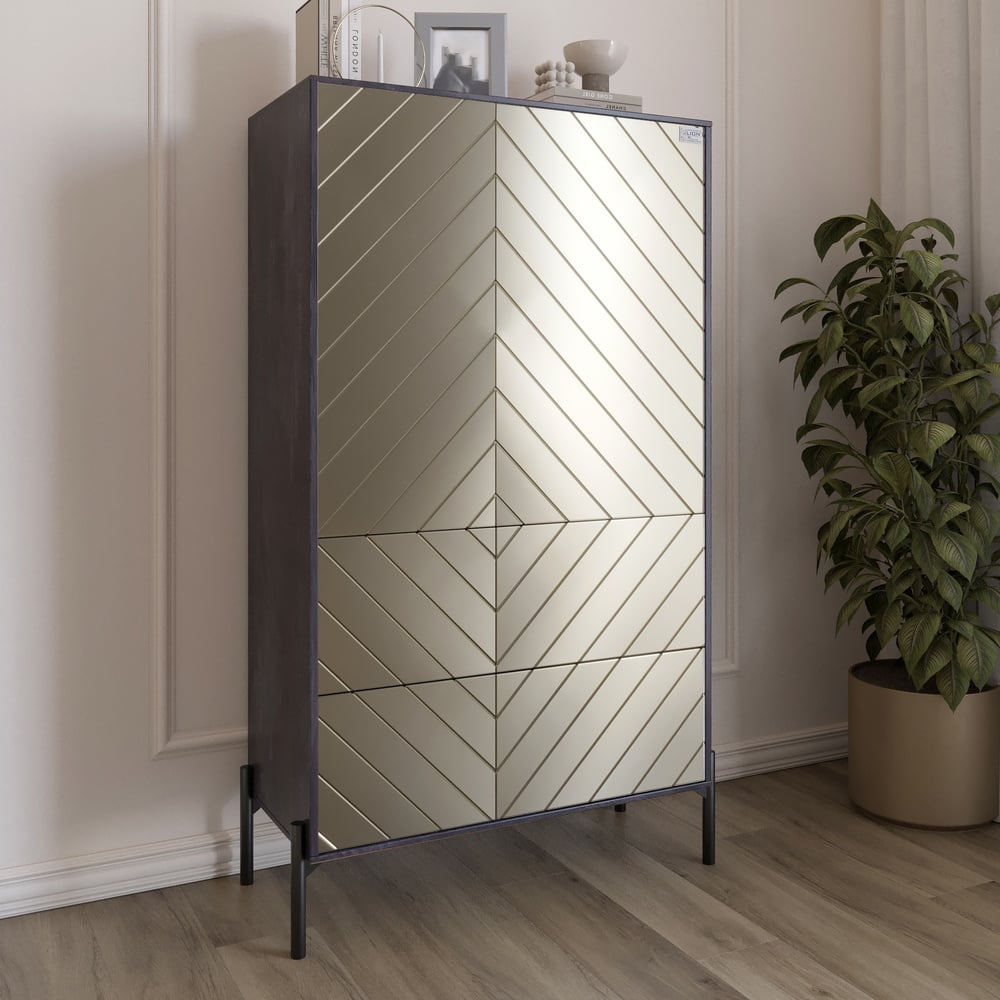 Комод-пенал Lion Амарант 84x40x150 см Бетон темный/Перламутровый металлик (LION-042162)