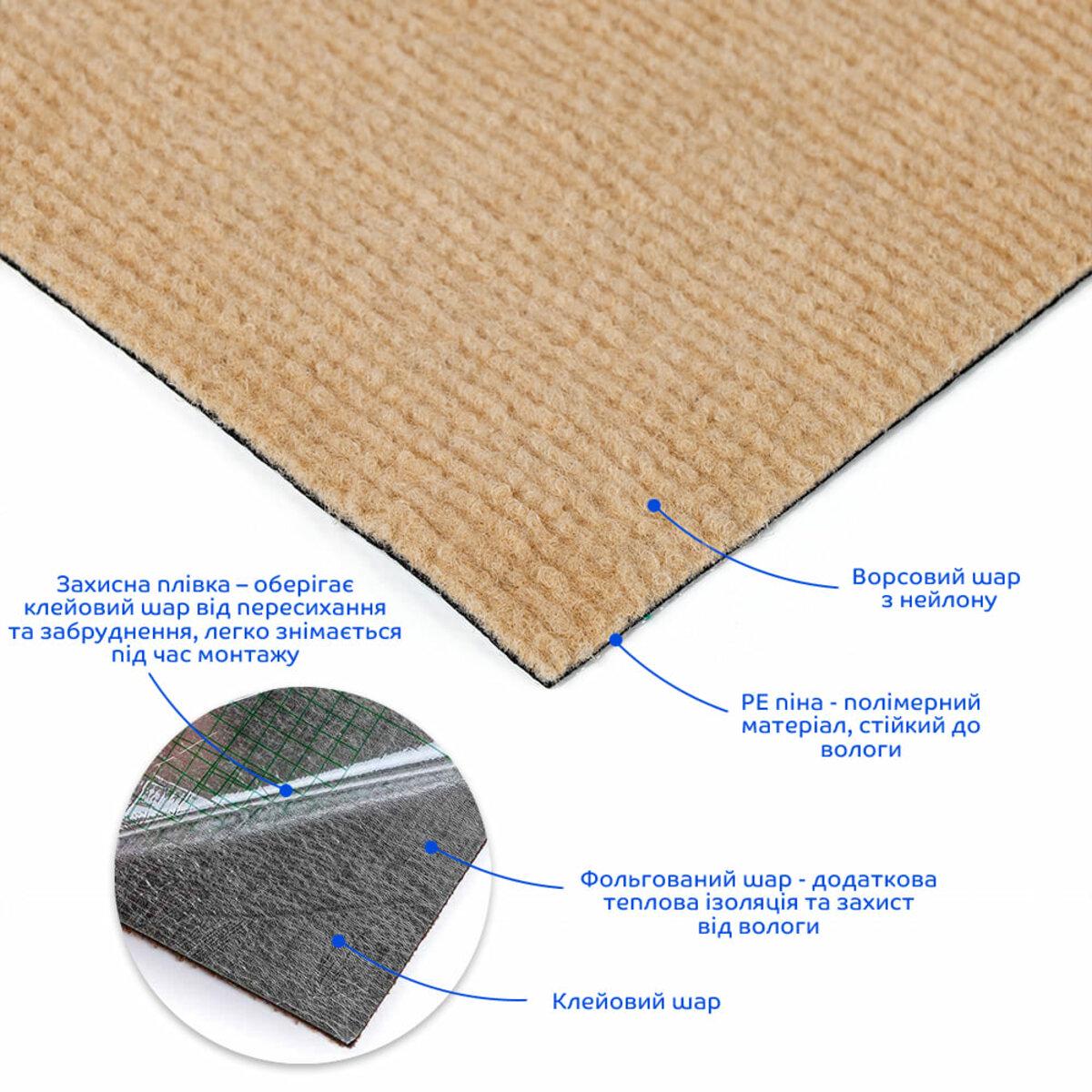 Плитка самоклеюча під ковролін в рулоні 600х3000 мм Бежевий (SW-00002583) - фото 2 Плитка самоклеюча під ковролін в рулоні 600х3000 мм Бежевий (SW-00002583) - фото 2