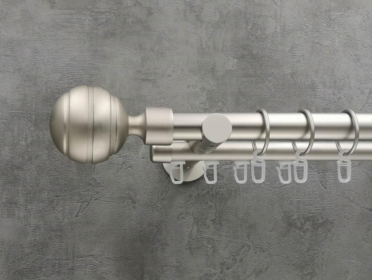 Карниз Quadrum EM235 гладка/імпресійна штанга подвійний універсальний 25/19 мм 400 см Сатин (272286096)