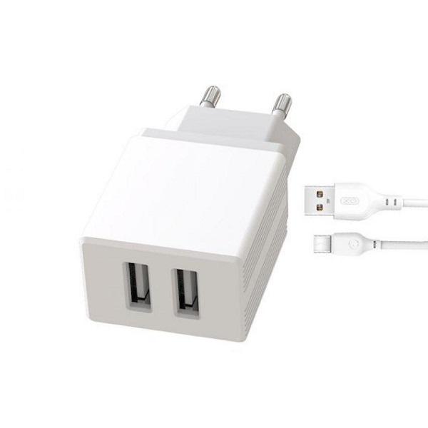 Зарядное устройство Xo L75 2xUSB 2,4А Lightning White - фото 1