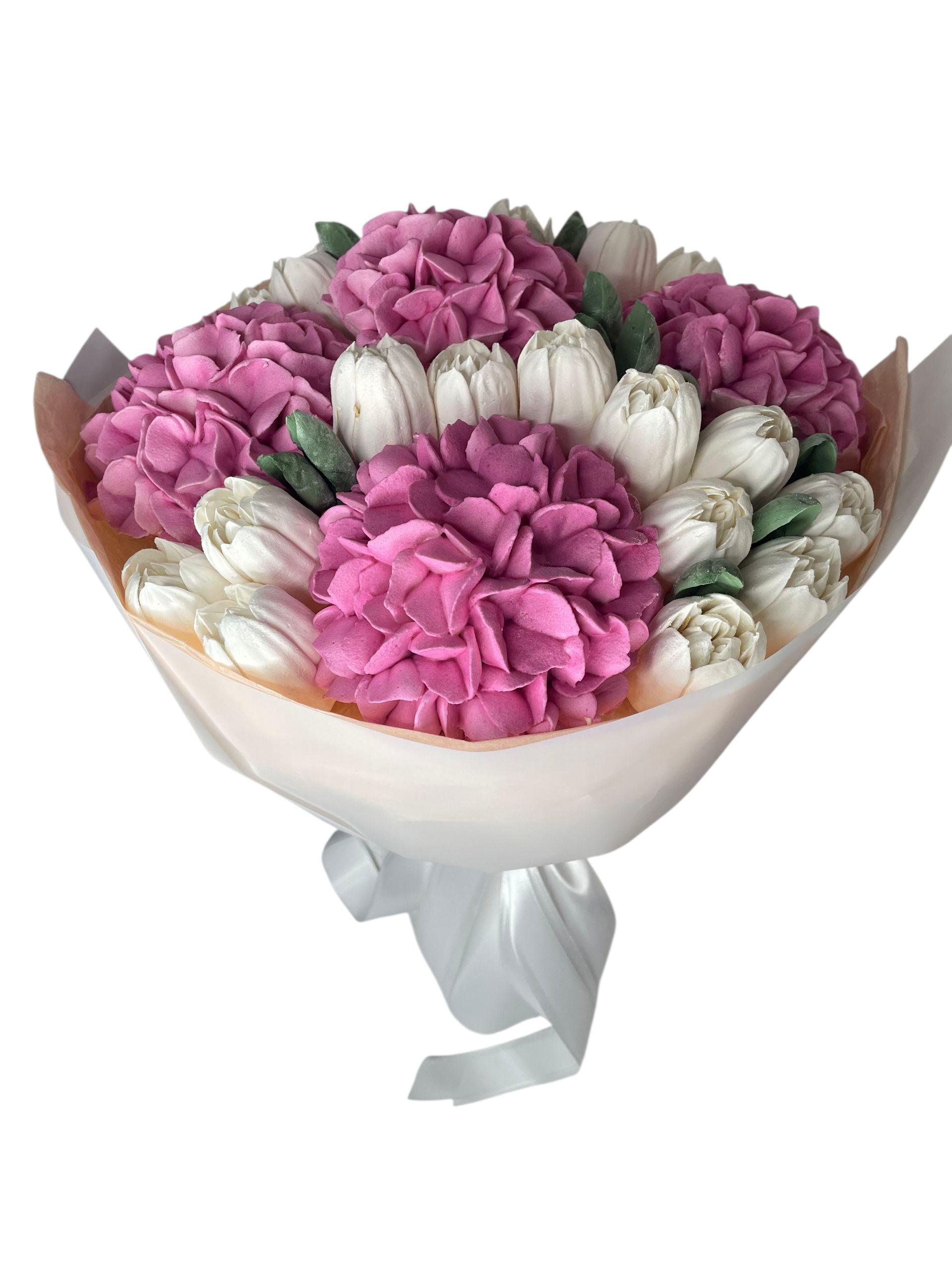 Букет зефірних квітів ручної роботи 25 см (30317729)