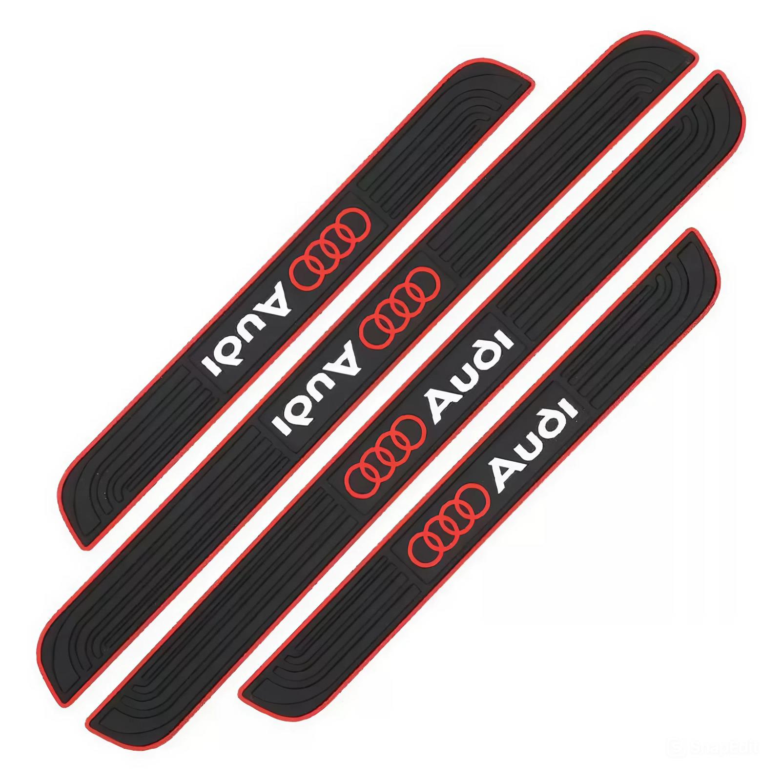 Резиновые брендированные защитные накладки на пороги для авто 4 шт. Audi Черный (1088655472)