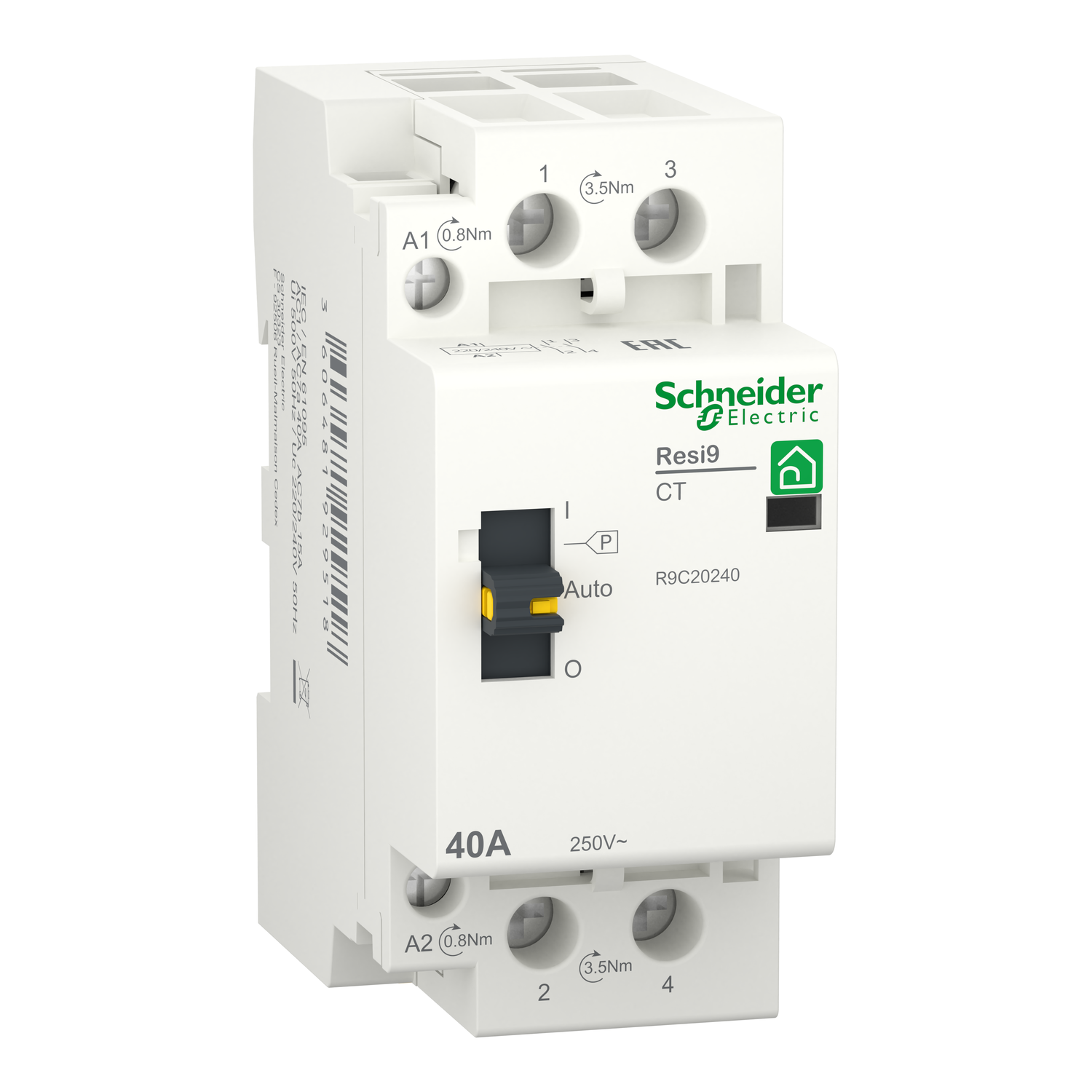 Контактор Resi9 1P+N 40A 2NO 230В/50 Гц (R9C20240)
