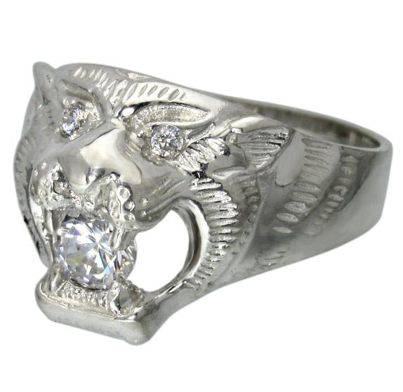Серебряный перстень Оскал Тигра 18,5 (017п6)