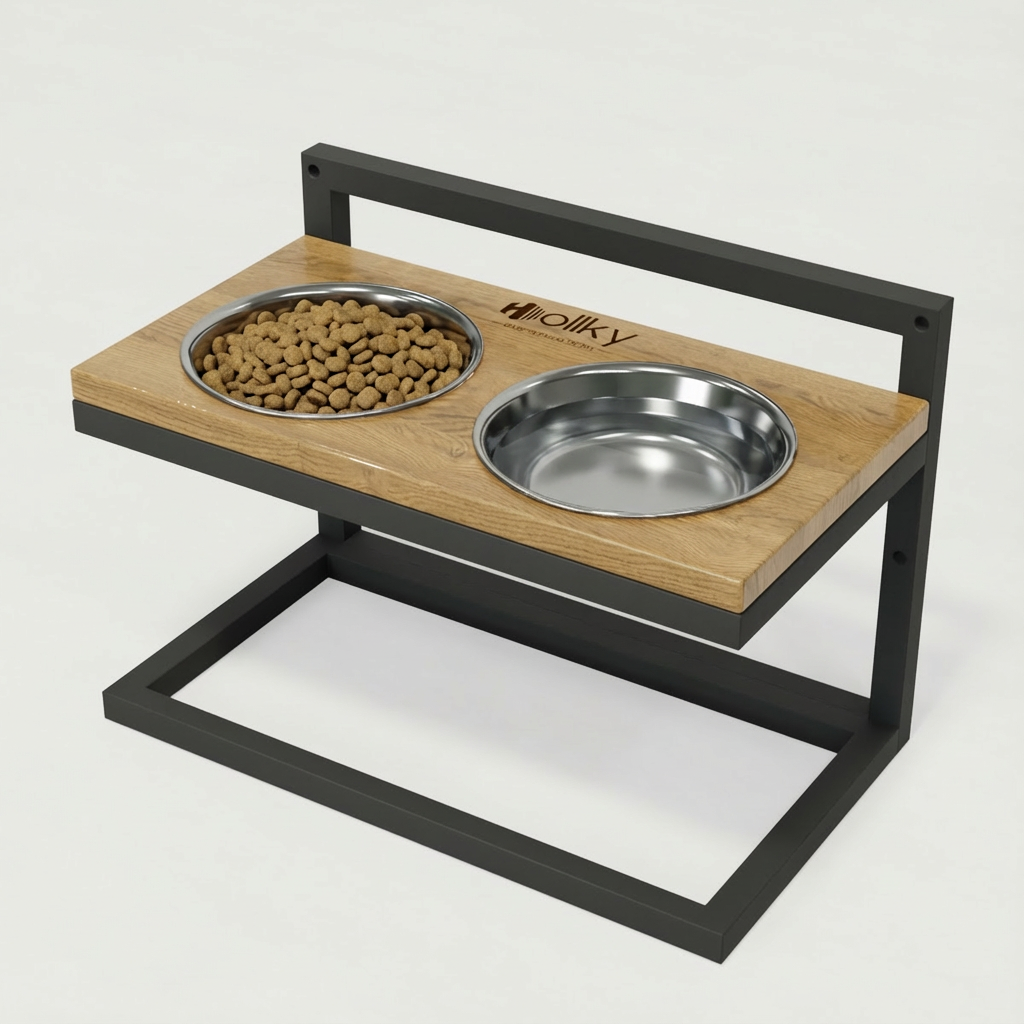 Миски на регулируемой подставке для средних собак Hollky Flex M 2х0,85 л (FM-422530-GRNT) - фото 2