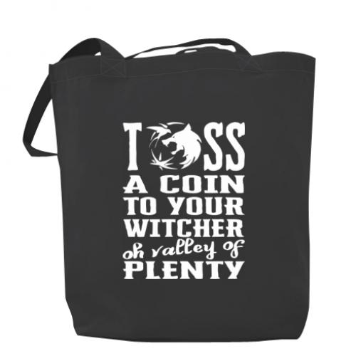 Шоппер Toss a coin to your witcher oh valley of plenty 37x41 см Темно-серый (4368473-28-108699)