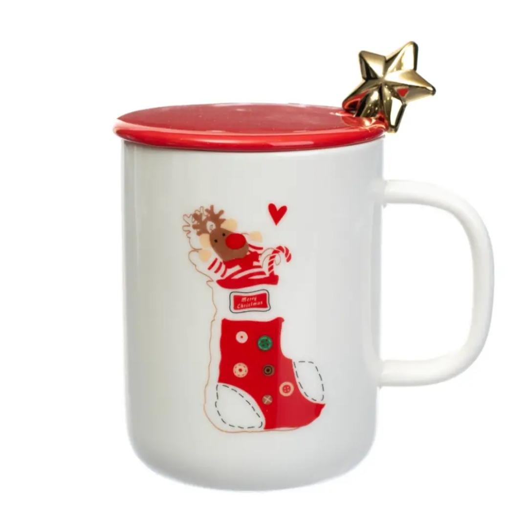 Кружка Olens Різдвяна втіха з кришкою та ложкою 430 мл Білий (8030-293-1) - фото 1 Кружка Olens Різдвяна втіха з кришкою та ложкою 430 мл Білий (8030-293-1) - фото 1