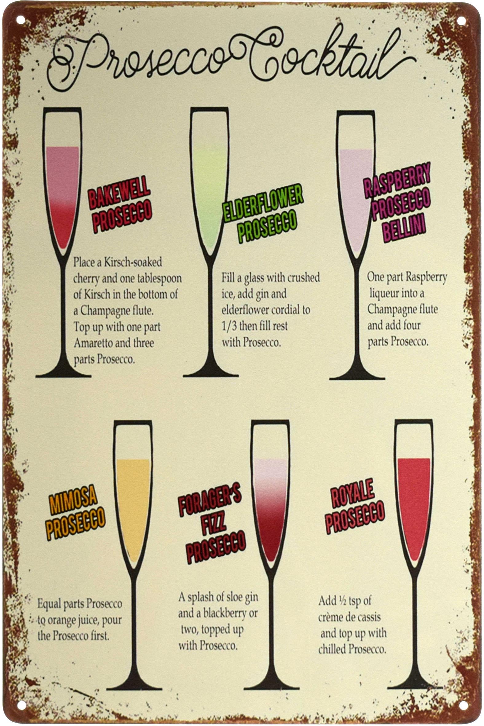 Табличка металева Коктейлі З Просекко/Prosecco Cocktail 20x30 см