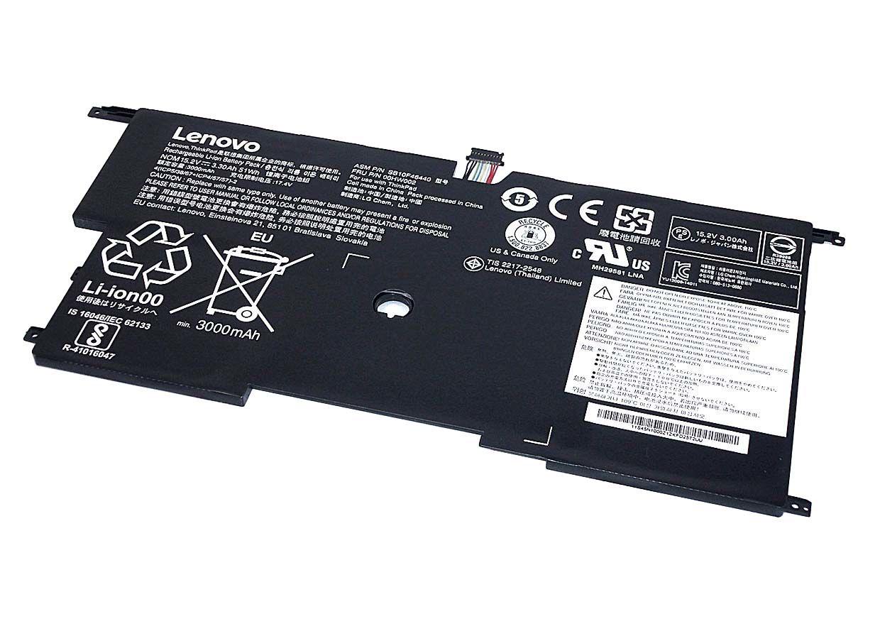 Батарея аккумуляторная для ноутбука Lenovo 00HW002 Thinkpad X1 Carbon 20BS 15,2 V 3000 mAh Black (col79010833)
