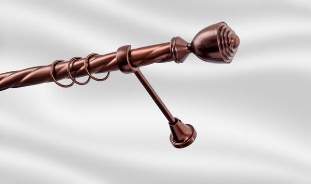 Карниз для штори Plastidea Палаціо металевий одинарний кручений з гачками D 25 мм 300 см Мідь - фото 1 Карниз для штори Plastidea Палаціо металевий одинарний кручений з гачками D 25 мм 300 см Мідь - фото 1