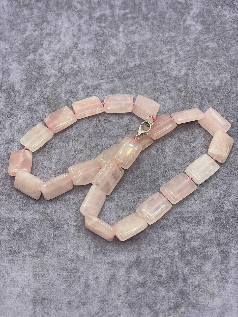 Бусы кварц 45 см 15x12 мм Розовый (9759)