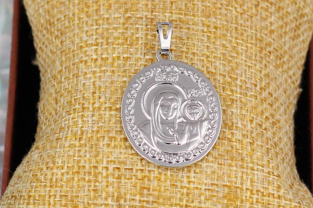 Ладанка Xuping Jewelry Мария с младенцем с монограммой над головами 3 см Серебристый
