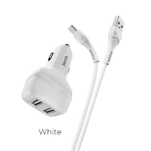 Адаптер автомобильный Hoco Type-C cable Leader Z36 2xUSB 2,4A White - фото 2