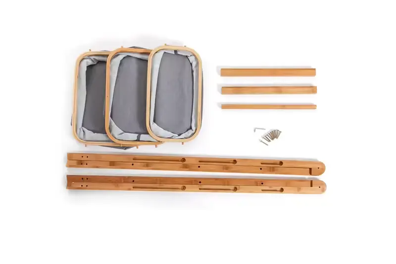 Этажерка для одежды сложная из бамбука с тканевыми корзинами 44х35х99 см (2517372829) - фото 2 Этажерка для одежды сложная из бамбука с тканевыми корзинами 44х35х99 см (2517372829) - фото 2