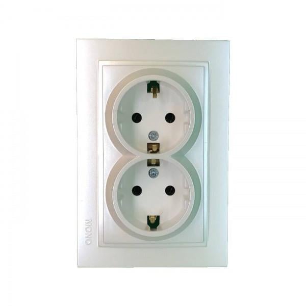 Розетка двойная с заземлением Mono Electric DESPINA Жемчужиный (16179)