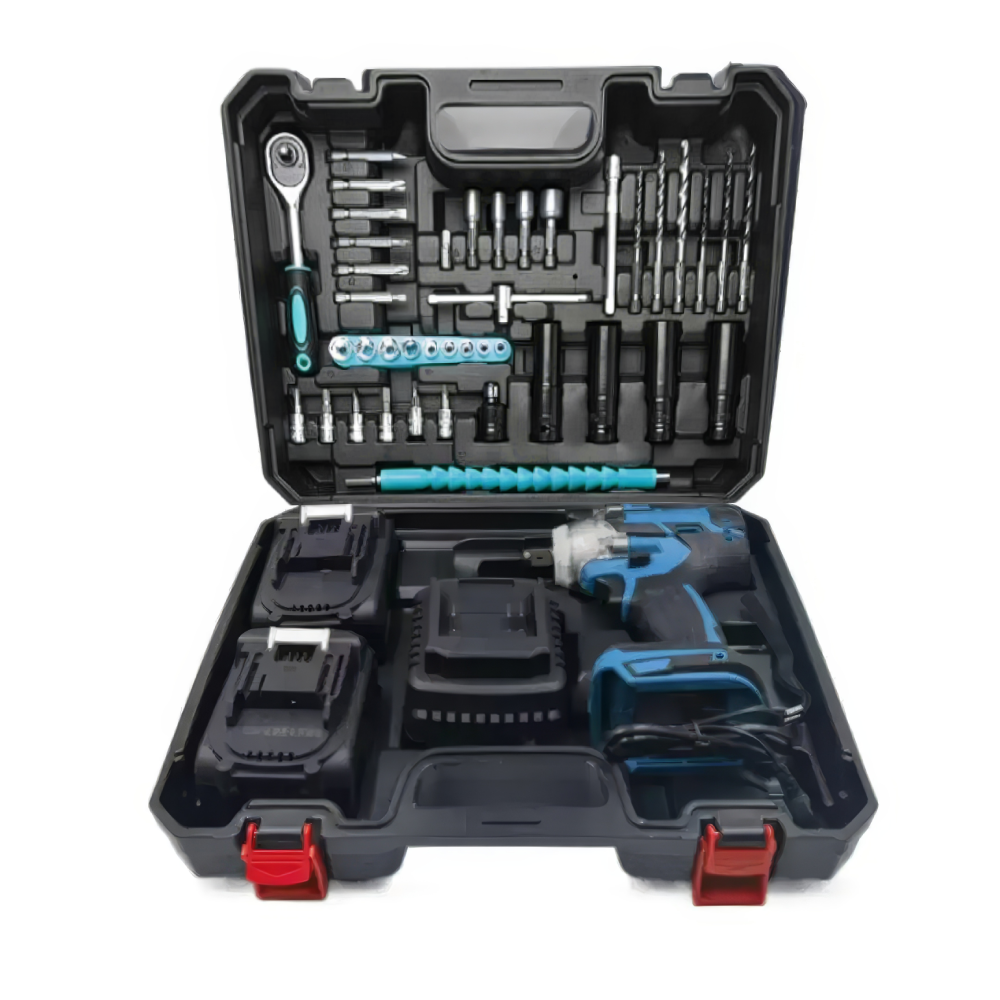 Гайковерт аккумуляторный ударный с бесщеточным двигателем и битами 33 насадки в кейсе (77579) Гайковерт аккумуляторный ударный с бесщеточным двигателем и битами 33 насадки в кейсе (77579)