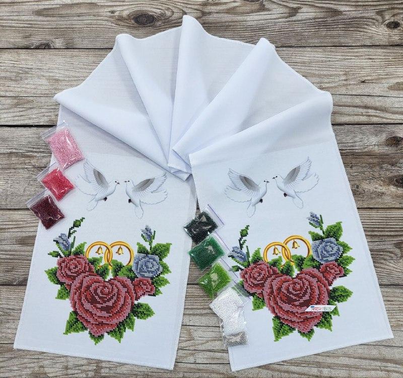 Набор для вышивания бисером Малый свадебный рушник с голубями 140x20 см (РВМ_005)