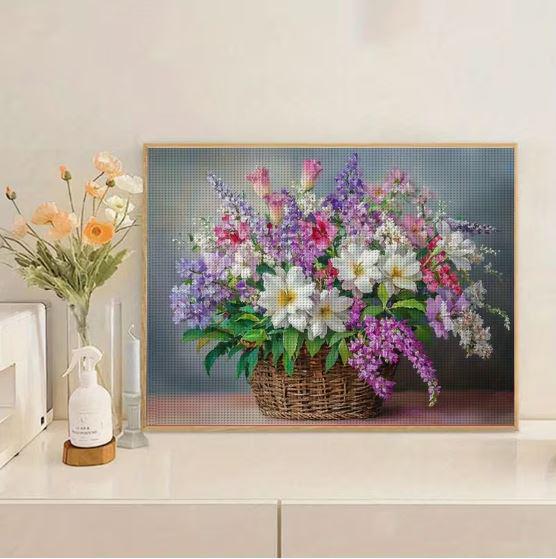 Набір для вишивання хрестиком JOZYSH Квіткова палітра в кошику 14CT канва Аїда з нанесеним малюнком 30x40 см (2903931240) Набір для вишивання хрестиком JOZYSH Квіткова палітра в кошику 14CT канва Аїда з нанесеним малюнком 30x40 см (2903931240)