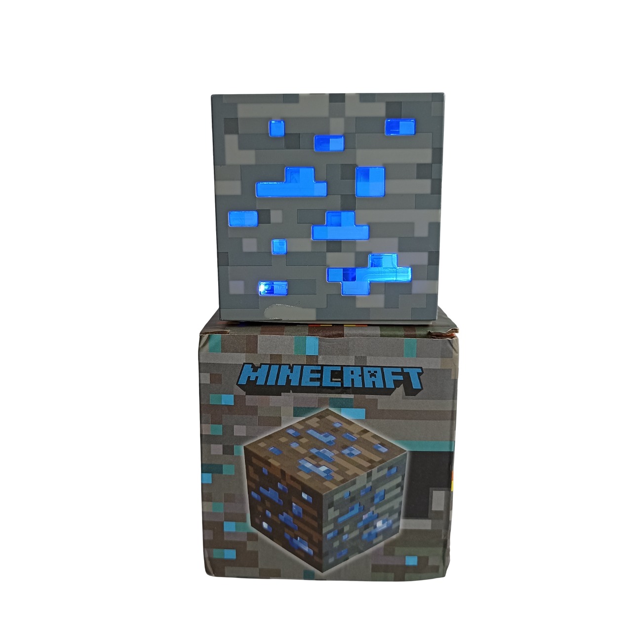 Ночник USB Куб Майнкрафт LED акумуляторный 7,5 см Синий (2612939263)